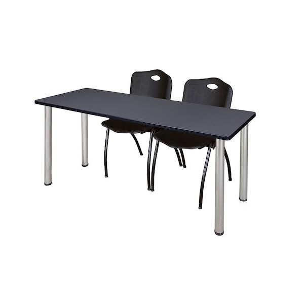 Kee Rectangle Tables > Training Tables > Kee Table & Chair Sets, 60 W, 24 L, 29 H, Grey MT6024GYBPCM47BK - main